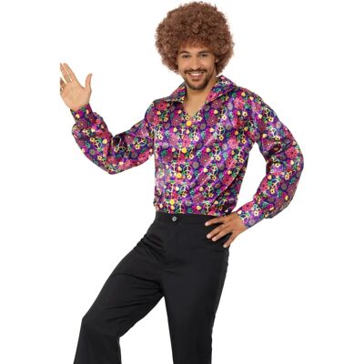 Smiffys Multicolored Psychedelic CND Shirt - Adult, 60s Style Hippie Smiffys Multicolored Psychedelic CND Shirt - Adult, 60s Style Hippie