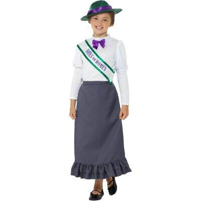 Smiffys Viktoriánus Suffragette Jelmez - Gyerekek Szürke 7-9 Smiffys Viktoriánus Suffragette Jelmez - Gyerekek Szürke 7-9