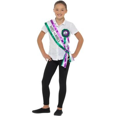 Victoriansk suffragette -sats från Smiffys - Sash & Rosette - Vuxen Victoriansk suffragette -sats från Smiffys - Sash & Rosette - Vuxen