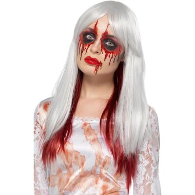 Smiffys Deluxe Blood Drip Ombre Wig White & Red - Wig Smiffys Deluxe Blood Drip Ombre Wig White & Red - Wig