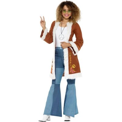 Smiffys Brown Retro Afghan Coat - 1960s Hippie Costume - Adult Smiffys Brown Retro Afghan Coat - 1960s Hippie Costume - Adult