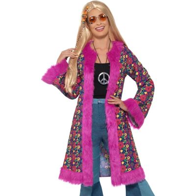 Cappotto Hippie Psichedelico Rosa degli Anni '60 di Smiffys - Costume Adulto Cappotto Hippie Psichedelico Rosa degli Anni '60 di Smiffys - Costume Adulto
