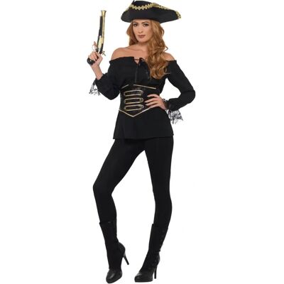Smiffys Deluxe Piratenshirt - Zwart, Dames, Volwassen Kostuum Smiffys Deluxe Piratenshirt - Zwart, Dames, Volwassen Kostuum