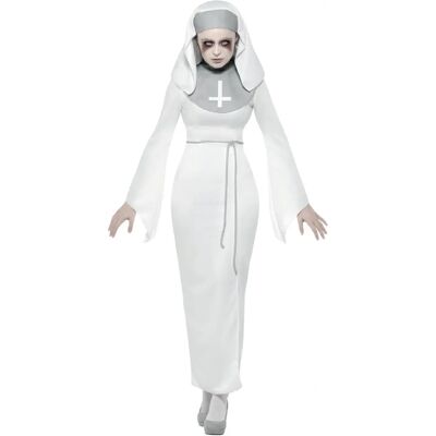 Smiffys Gespenstische Nonne Kostüm - Weiß - Halloween Kostüm Smiffys Gespenstische Nonne Kostüm - Weiß - Halloween Kostüm