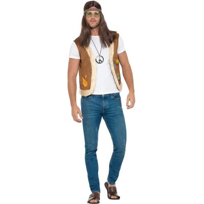Smiffys Hippie mellény - Uniszex 1960-as évek groovy - Barna/Fehér - Akár 48" Smiffys Hippie mellény - Uniszex 1960-as évek groovy - Barna/Fehér - Akár 48"