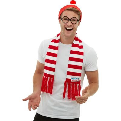 Kit Costumi Adulto Wheres Wally - Scarf, Hat & Glasses Kit Costumi Adulto Wheres Wally - Scarf, Hat & Glasses