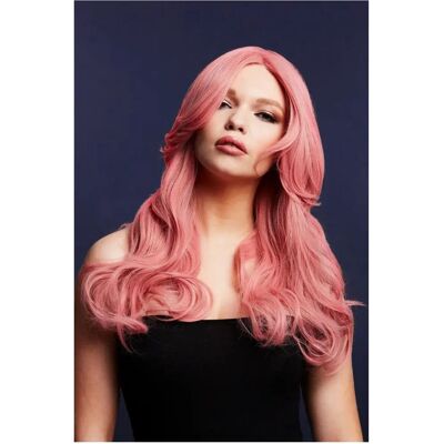 Peruka Nicole Fever od Smiffys - Popielaty róż, Długie fale, Boczna część - Strój Peruka Nicole Fever od Smiffys - Popielaty róż, Długie fale, Boczna część - Strój