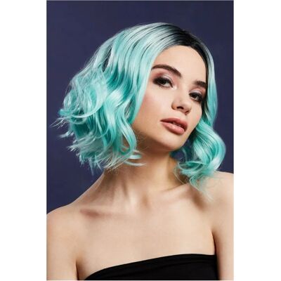 Smiffys Fever Kourtney Wig - Two Toned Blend, Peppermint Green, Black, Blue - Wig Smiffys Fever Kourtney Wig - Two Toned Blend, Peppermint Green, Black, Blue - Wig