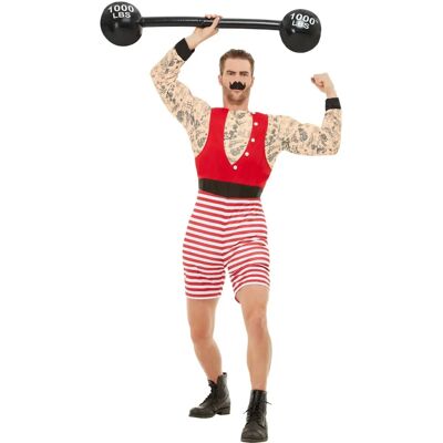 Costume Strongman Deluxe Smiffys Adulto Rosso Bianco - Circo Costume Strongman Deluxe Smiffys Adulto Rosso Bianco - Circo