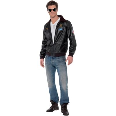 Smiffys Top Gun Bomber Jacket - Adult Brown with Motifs Smiffys Top Gun Bomber Jacket - Adult Brown with Motifs