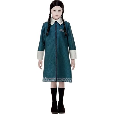 Addams Family Kostym för Flickor - Onsdag Blå/Svart/Vit 10-12 år Addams Family Kostym för Flickor - Onsdag Blå/Svart/Vit 10-12 år