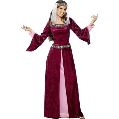 Strój Maid Marion Bordo od Smiffys - Sukienka, Nakrycie głowy - Średniowieczny kostium Strój Maid Marion Bordo od Smiffys - Sukienka, Nakrycie głowy - Średniowieczny kostium
