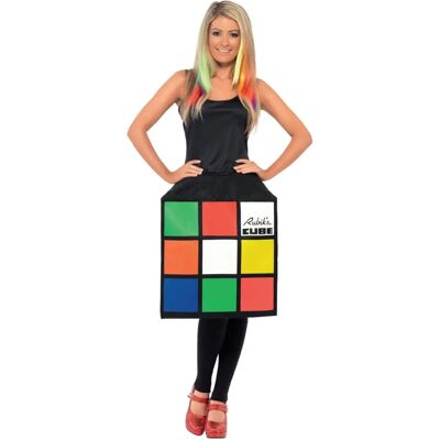 Stor Dam Rubik's Cube 3D Kostym - 80-tals Retro Stor Dam Rubik's Cube 3D Kostym - 80-tals Retro