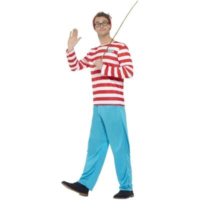 Smiffys Wheres Wally? Costume Adult Red White Blue Small Smiffys Wheres Wally? Costume Adult Red White Blue Small