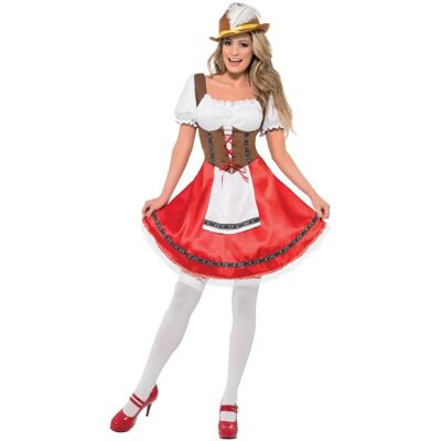 Smiffys Kvinne Bayerisk Wench Oktoberfest Barjente Kostyme Rød Stor Smiffys Kvinne Bayerisk Wench Oktoberfest Barjente Kostyme Rød Stor