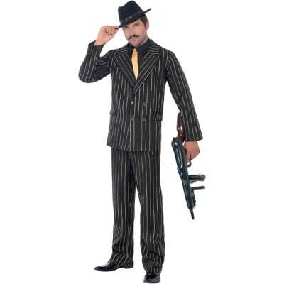Disfraz de gangster a rayas doradas para adultos - Traje Disfraz de gangster a rayas doradas para adultos - Traje