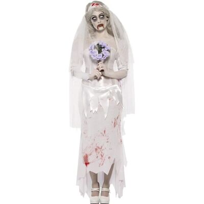 Smiffys White Zombie Bride Costume - Halloween Horror Dress Smiffys White Zombie Bride Costume - Halloween Horror Dress