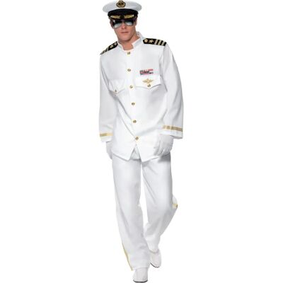 Smiffys Kapten Deluxe Kostym - Vit/Gold - Kostymer för vuxna Smiffys Kapten Deluxe Kostym - Vit/Gold - Kostymer för vuxna