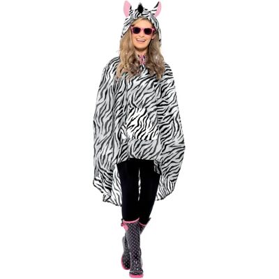Smiffys Zebra Poncho - Festival Kostüm - Erwachsene Smiffys Zebra Poncho - Festival Kostüm - Erwachsene
