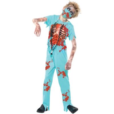 Strój zombie chirurga dla dzieci od Smiffys - Niebieski - Kostium Strój zombie chirurga dla dzieci od Smiffys - Niebieski - Kostium