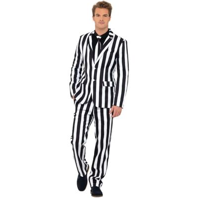 Smiffys Adult Men's Humbug Print Suit - Stand Out Suit, Black/White Smiffys Adult Men's Humbug Print Suit - Stand Out Suit, Black/White