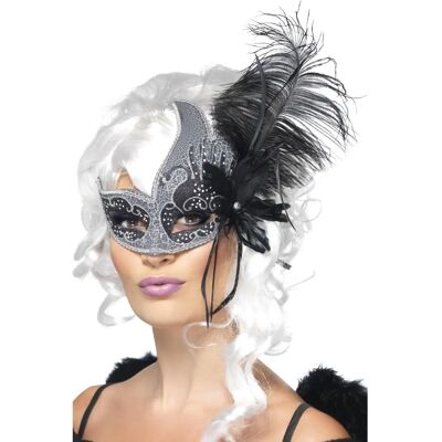 Smiffys Silver & Black Ladies Masquerade Dark Angel Eye Mask - masquerade eyemask dark Smiffys Silver & Black Ladies Masquerade Dark Angel Eye Mask - masquerade eyemask dark