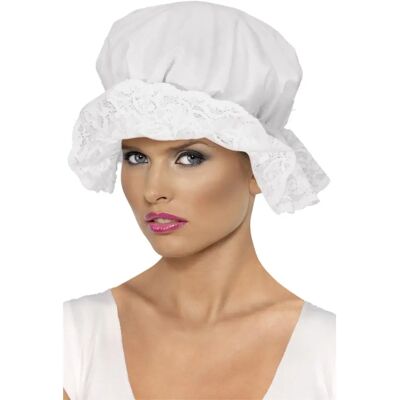 Casquette en coton avec dentelle de Smiffys - Blanc - Chapeau de bonne à tout faire Casquette en coton avec dentelle de Smiffys - Blanc - Chapeau de bonne à tout faire