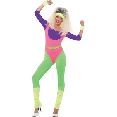 Smiffys 80S Work Out Costume - Purple Pink Green Adult Smiffys 80S Work Out Costume - Purple Pink Green Adult