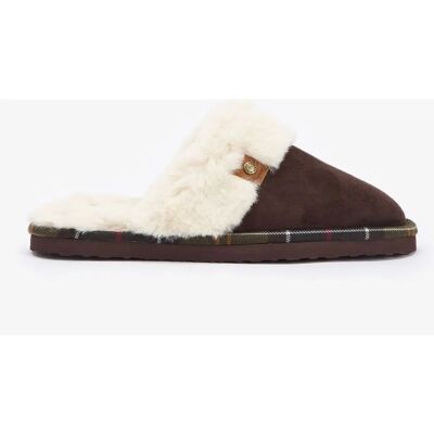 Barbour Claudia Camel Slippers - Faux Fur Trim Barbour Claudia Camel Slippers - Faux Fur Trim