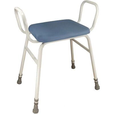 Aidapt Adjustable Multiuse Perching Stool - White/Blue - Ergonomic Support Aidapt Adjustable Multiuse Perching Stool - White/Blue - Ergonomic Support