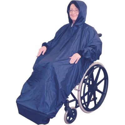 AidApt Blue Wheelchair Rain Cover with Sleeves - Waterproof Mac - Wheelchair Accessory AidApt Blue Wheelchair Rain Cover with Sleeves - Waterproof Mac - Wheelchair Accessory
