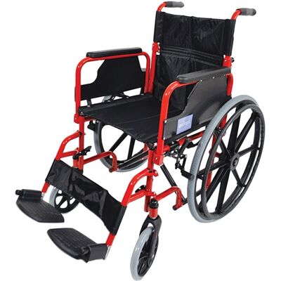 Aidapt Deluxe Self Propelled Steel Wheelchair - Red - Lightweight & Foldable Aidapt Deluxe Self Propelled Steel Wheelchair - Red - Lightweight & Foldable