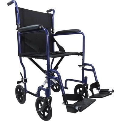 Aidapt Steel Wheelchair Compact Foldable Blue - Transit Wheelchair Aidapt Steel Wheelchair Compact Foldable Blue - Transit Wheelchair