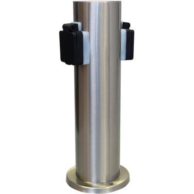 Eagle - Outdoor Chrome Twin Mains Socket Post Eagle - Outdoor Chrome Twin Mains Socket Post