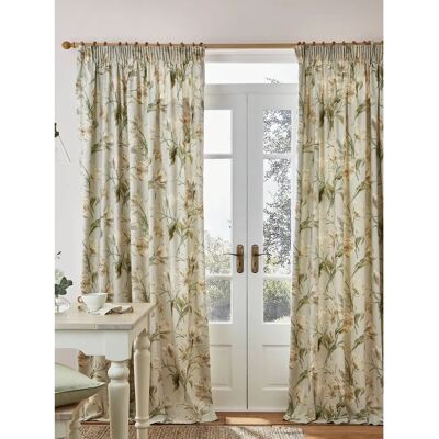 Laura Ashley Gosford Sage Floral Cotton Pencil Pleat Curtains - Curtains Laura Ashley Gosford Sage Floral Cotton Pencil Pleat Curtains - Curtains