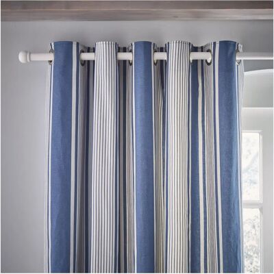 Laura Ashley Tiverton Denim Cotton Eyelet Curtains - Curtains Laura Ashley Tiverton Denim Cotton Eyelet Curtains - Curtains