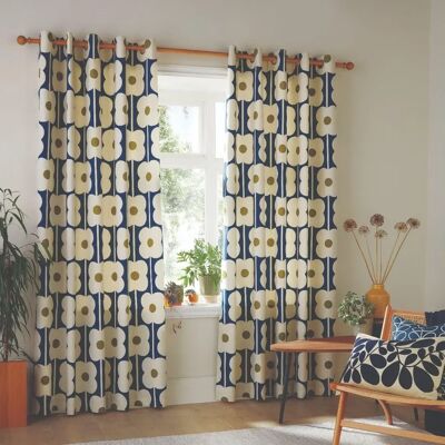 Orla Kiely Abacus Flower Navy - Eyelet Curtains Orla Kiely Abacus Flower Navy - Eyelet Curtains