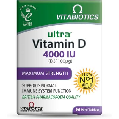 Vitabiotics Ultra Vitamin D - 96 Tablets - Supports Immunity, Bones, Mood Vitabiotics Ultra Vitamin D - 96 Tablets - Supports Immunity, Bones, Mood