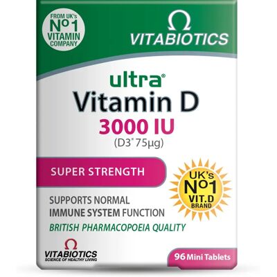 Vitabiotics Ultra Vitamin D 3000IU Supports Immune System - 96 Tablets Vitabiotics Ultra Vitamin D 3000IU Supports Immune System - 96 Tablets