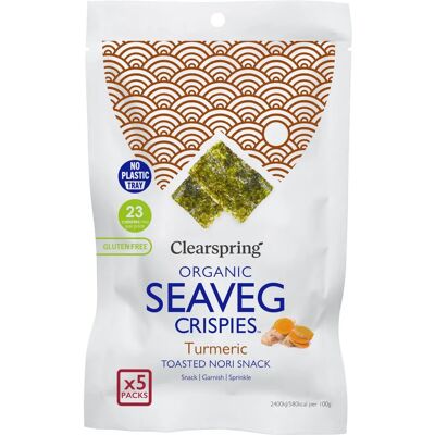 Clearspring Crispy de Seaveg Orgánico con Cúrcuma - Pack multipack (5x4g) - Snack Clearspring Crispy de Seaveg Orgánico con Cúrcuma - Pack multipack (5x4g) - Snack