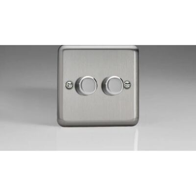 Varilight Jsp252 Dimmer Switch - 2 Gang 2 Way Matte Chrome Varilight Jsp252 Dimmer Switch - 2 Gang 2 Way Matte Chrome