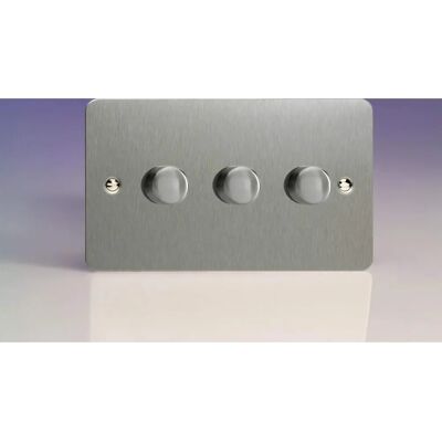 Varilight Jfsdp303 Ultraflat Brushed Steel 3 Gang LED Dimmer - Dimmer Varilight Jfsdp303 Ultraflat Brushed Steel 3 Gang LED Dimmer - Dimmer