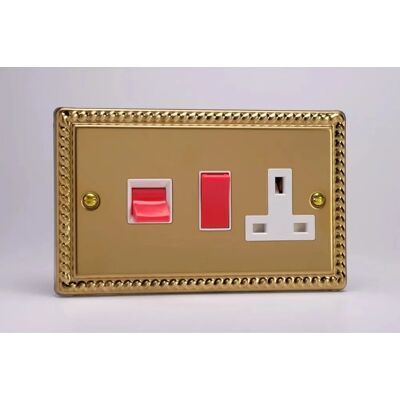 Varilight - Brass Cooker Switch - 2 Pole - White/Red - Electrical Varilight - Brass Cooker Switch - 2 Pole - White/Red - Electrical
