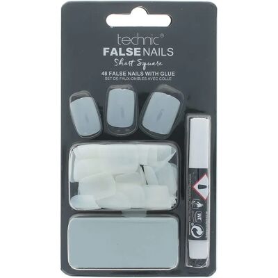 Technic Short Square False Nails - 48 pcs with Glue Technic Short Square False Nails - 48 pcs with Glue