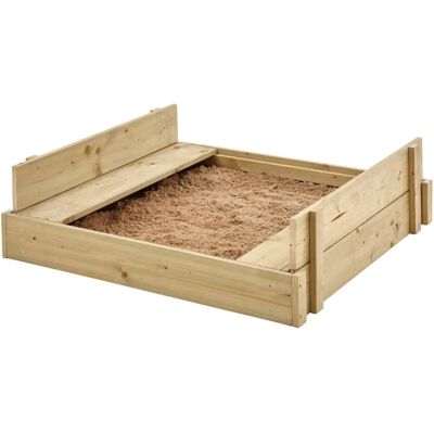 Cubo de arena de madera TP Toys con tapa, bancos y base - Caseta de arena Cubo de arena de madera TP Toys con tapa, bancos y base - Caseta de arena