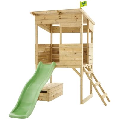 Maison en bois avec toboggan TP Toys - Jeu extérieur pour enfants - Publicité Maison en bois avec toboggan TP Toys - Jeu extérieur pour enfants - Publicité