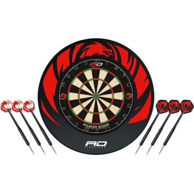 Red Dragon - Razor Edge - 20g Brass - Pointe en Acier - Dartboard Set - Publicité Red Dragon - Razor Edge - 20g Brass - Pointe en Acier - Dartboard Set - Publicité