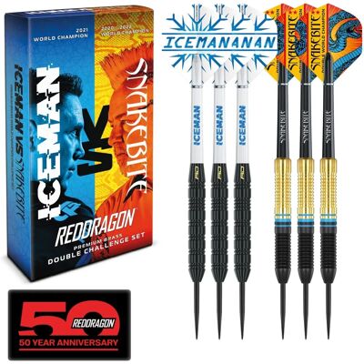Set de Fléchettes en Laiton de Red Dragon Peter Wright 'Snakebite' et Gerwyn Price 'Iceman' - Darts Set - Publicité Set de Fléchettes en Laiton de Red Dragon Peter Wright 'Snakebite' et Gerwyn Price 'Iceman' - Darts Set - Publicité