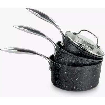 Eaziglide Neverstick2 Aluminium Non-Stick Saucepan Set with Lids - Saucepan Set Eaziglide Neverstick2 Aluminium Non-Stick Saucepan Set with Lids - Saucepan Set