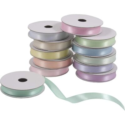 HI-TACK Fita de satã pastel - 10 mm x 2 m - 12 Rolos HI-TACK Fita de satã pastel - 10 mm x 2 m - 12 Rolos